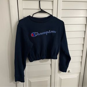 Cropped navy Champion sweatshirt